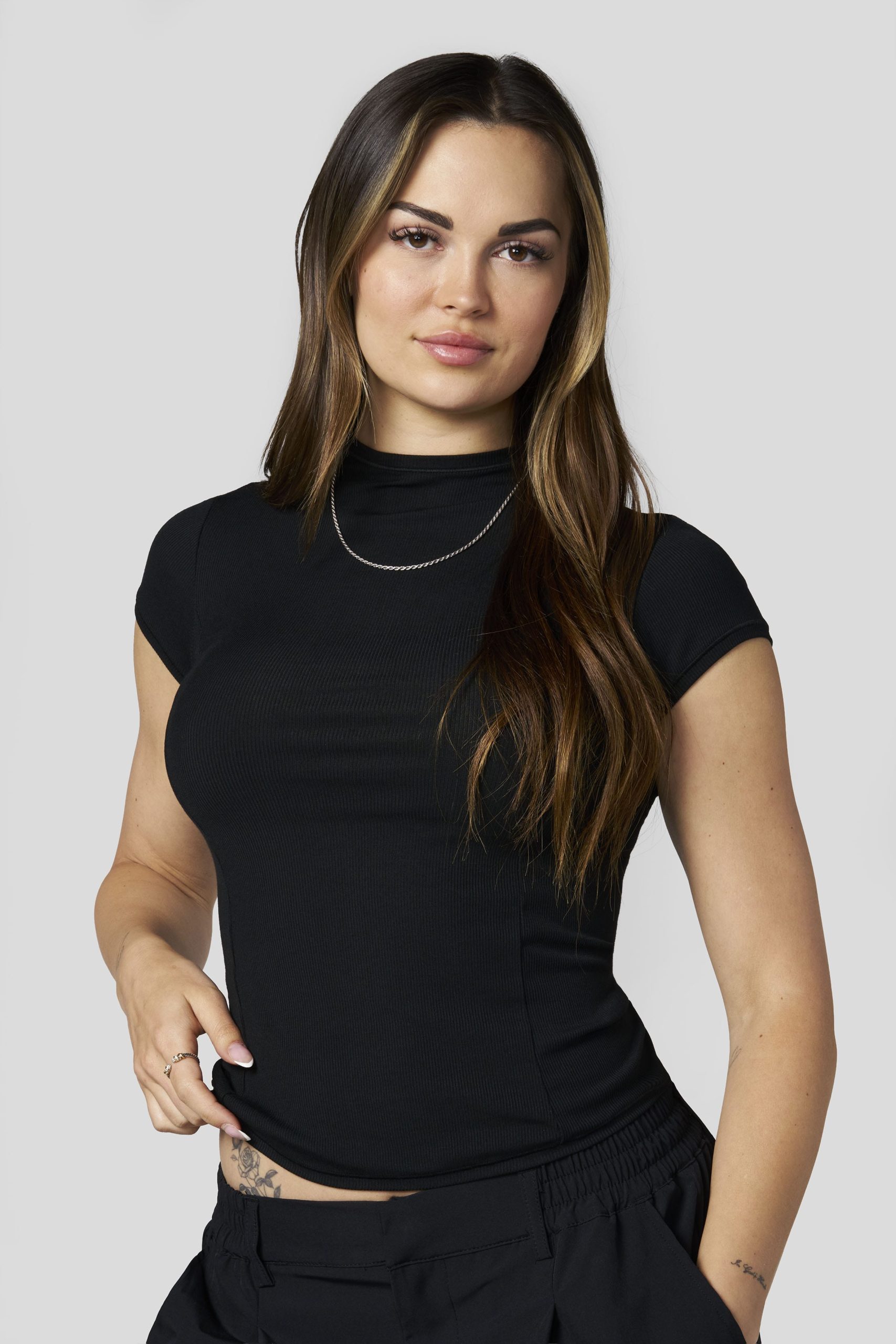W4270 Ribbed Mock Neck Tee - Image 7