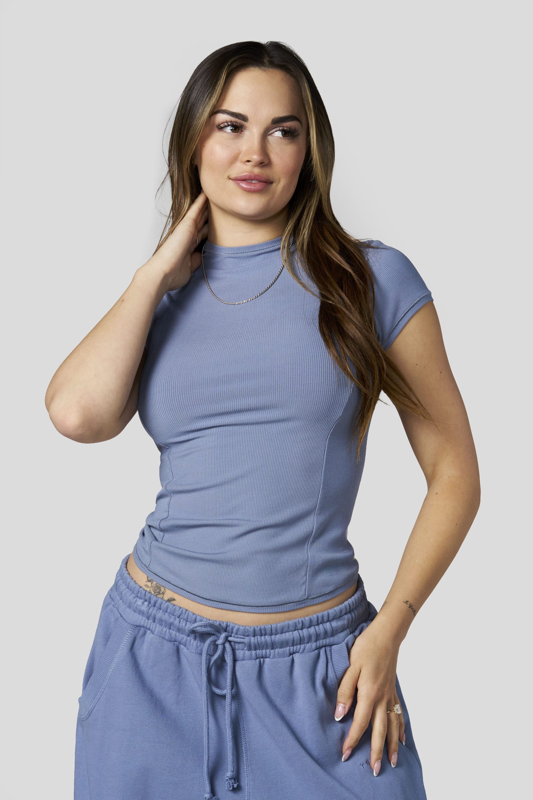 W4270 Ribbed Mock Neck Tee - Image 8