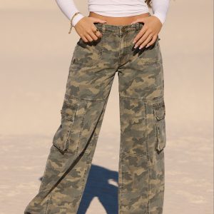 W2132 - Camo Straight Cargo Jeans